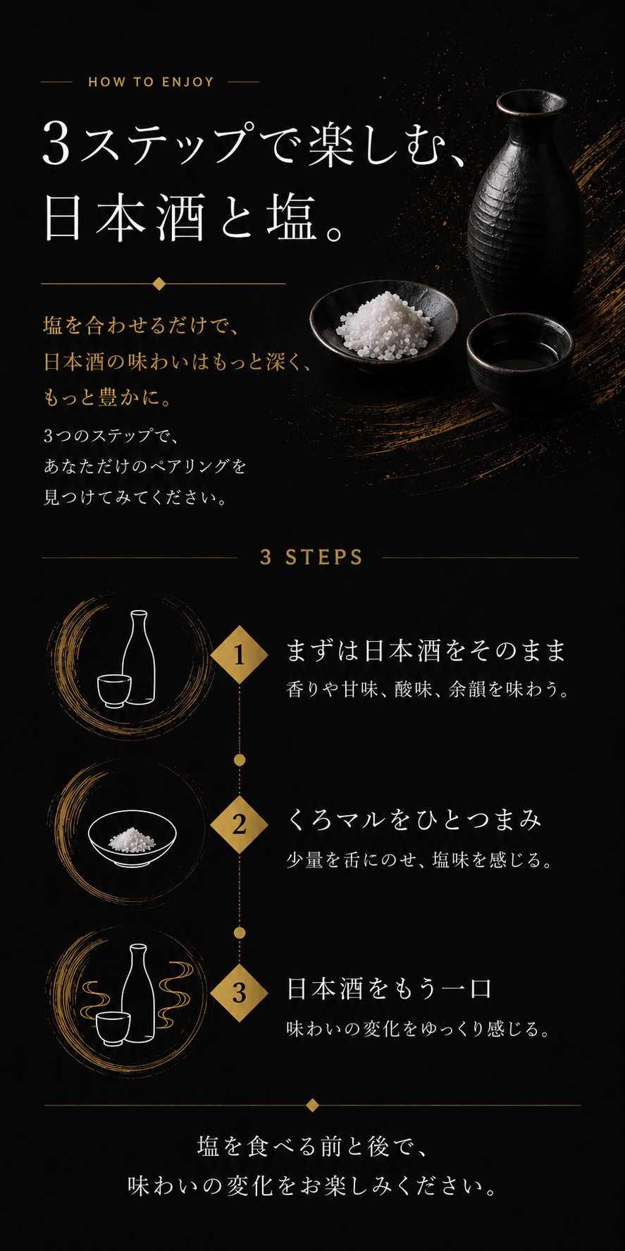 3ステップで楽しむ日本酒と塩